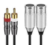 J&D Câble 2 RCA vers 2 XLR Mâle, Asymétrique Double XLR vers RCA, Cordon de Connexion pour Haut-parleurs, Amplificateurs, Systèmes Audio Stéréo HiFi, 1,8 Mètre