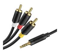 J&D Câble 3,5 mm vers RCA, Transmission Audio/Vidéo, Câble AUX TRRS 1/8" à 3 Prises Mâles RCA, Compatible avec Téléviseurs Sony, Lecteurs DVD, Caméscopes, Handycam, Longueur 1.5 m