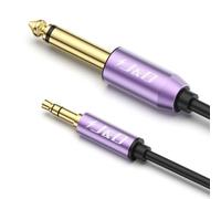 J&D Câble 6,35mm TS vers 3,5mm TRS, Câble Adaptateur Jack Mono Interconnect Stereo Aux Lourd Plaqué Or Violet 1/4 de Pouce Mâle vers 1/8 de Pouce Mâle, 1 Mètre