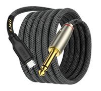 J&D Câble Adaptateur Audio Mono TS Mâle 6,35 mm 1/4 pouce Interconnexion aux USB Type C Compatible avec iPhone 16/17 Série Câble Audio Tressé Plaqué Or, 2 m