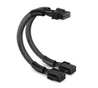 J&D Câble Adaptateur d'alimentation Pcie, Double 6 Broches Femelles vers 8 Broches Mâles, Gaine Tressée, 9 Pouces, Connecteur Gpu pour Alimentation de Carte Graphique, 1 Pack
