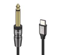 J&D Câble Adaptateur USB-C vers 6,35 mm 1/4 pouce TS Audio Mono Interconnect AUX, Compatible avec la Série iPhone 15/16, Amplificateur, Mixeur, 2 m