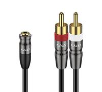 J&D Câble Audio 3,5 mm vers Double RCA, Coque en Cuivre Plaqué or Robuste 3,5 mm Femelle à 2 RCA Mâle Adaptateur Audio Stéréo Câble Adaptateur Cordon, 0.3 Meter