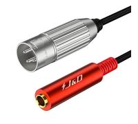 J&D Câble Audio Stéréo 1/4" Femelle vers XLR Mâle, Câble Interconnect TRS/TS 6,35 mm vers XLR 3 Broches, Tressé en Nylon, 0,3 m, Rouge