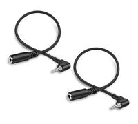 J&D Câble Audio Stéréo 2.5 mm Mâle vers 3.5 mm Femelle, Angle Droit à 90 Degrés, Cordon Plaqué Or, Compatible avec Radios, Casques, Enregistreurs, Caméras, 0.2 Métre
