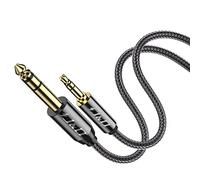 J&D Câble Audio Stéréo 3,5mm vers 6,35mm, TRS Mâle Plaqué Or 3,5mm (1/8") vers TRS Mâle 6,35mm (1/4"), Câble Coque en Cuivre, Tressé en Nylon pour Smartphone, Amplificateurs, 0.9 mètre