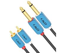 J&D Câble Audio Stéréo Double 1/4 de Pouce TS vers Double RCA, Câble RCA vers 1/4 avec Connecteur Plaqué or et Coque en Alliage d'Aluminium Robuste pour Home Cinéma, Amp, Systèmes Hi-Fi, 4.5 M