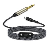 J&D Câble Audio Stéréo TRS USB C vers 6,35 mm, Câble 2 en 1 avec Bouton de Commutation, Prise en Charge de l'Enregistrement et de la Lecture, Compatible avec iPhone 15/16, MacBook, iPad, Noir, 2 M