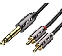 J&D Câble audio TRS vers double RCA, coque en cuivre plaqué or très résistant 6,35 mm mâle TRS vers 2 RCA mâles, 2,8 m