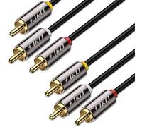 J&D Câble Audio/Vidéo 3 RCA Mâle à Mâle, 1 Connecteur Vidéo Composite et 2 Audio Stéréo, Pour Amplificateurs, Chaînes Stéréo, Système HiFi, DVD, Parleur, 2,4 Mètres