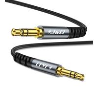 J&D Câble Aux TRS 3,5 mm, Tressé en Nylon, Adaptateur D'entrée Audio avec Connecteur Plaqué Or et Boîtier en Alliage D’aluminium, Câble Audio Haute Fidélité pour Voiture, Maison et Bureau, Gris, 2 m