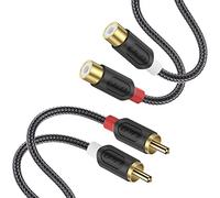 J&D Câble d’Extension 2 RCA Mâle vers Femelle - Câble Audio RCA Plaqué Or avec Tressage en Nylon et Gaine en PVC [Série Audiowave], pour Home Cinéma, Récepteur, Amplificateur, Haut-Parleur, 4,5 Mètre