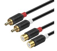 J&D Câble d’Extension Cinch RCA, Série Audiowave Plaqué Or, Câble Audio Stéréo Rallonge 2 RCA Mâle vers Femelle, pour Haut-Parleur, Amplificateur, Mixeur, TV, 1,8 Meter