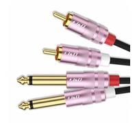 J&D Cable de Audio RCA a Jack 6,35 mm, Cable de Audio Estéreo Trenzado de Nylon, 2x Jack 6,35 mm TS a 2x RCA, Conectores Chapados en Oro para Amplificadores, Instrumentos, Equipos de Audio, 1.83 m