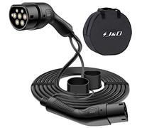 J&D Câble de Recharge Voiture Électrique Type 2 avec Sac de Transport, Monophasé 16A 11 KW, 5 Mètres, Compatible Tesla Model S/X/Y/3, Zoe, ID.3/4, E-Tron, e-208, i3, Kona EV, Noir