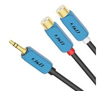 J&D Câble d'extension audio stéréo 3,5 mm vers 2 RCA femelles, 3,5 mm mâle vers 2 RCA femelles, câble d'extension RCA femelle vers mâle 3,5 mm avec coque en cuivre plaqué or, 0,3 m