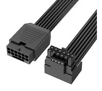 J&D Câble d'extension PCI-E 5.0 - 30 cm - Angle droit - 16 broches (12 + 4) mâle à femme - Câble d'extension 16AWG 12VHPWR PCI-E 5.0 pour RTX 4090 4080 3090 Ti, noir, type B