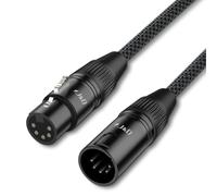 J&D Câble DMX XLR 5 Broches Mâle vers Femelle, Câble DMX512 pour Éclairage de Scène avec Gaine Tressée Résistante, Bleu, 4,5 m