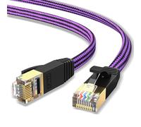 J&D Câble Ethernet Cat 7, Câble Design Plat Tressé en Nylon Haute Vitesse, Câble Réseau 10Gbps 600MHz Compatible avec PC de Jeu, PS5, Xbox, Modem, Routeur, Cordon Ethernet à Faible Latence, 15 M