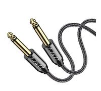 J&D Câble Guitare 6,35 mm, Câble Instrument TS Mono avec Connecteurs Plaqués Or, Boîtiers en Cuivre et Gaine Tressée en Nylon Double Couche pour Guitare, Multi-Effets et Amplificateurs, 1.8m