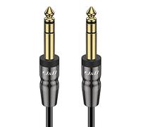 J&D Câble Instrument Jack 6,35 mm (1/4") TRS Mâle vers Mâle, Câble Audio Stéréo avec Connecteurs Plaqués Or et Boîtier en Cuivre pour Guitare, Amplificateur et Table de Mixage, 4,5 m