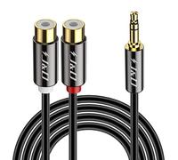 J&D Câble Jack 3,5mm vers 2 RCA Femelle, Adaptateur Audio Stéréo Plaqué Or, Coque Cuivre Robuste, Jack Mâle vers 2RCA, Câble d'Extension 3 Mètres