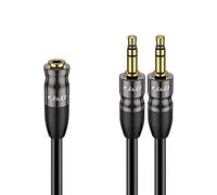 J&D Câble Jack 3,5mm vers 2x 3,5mm, Connecteurs Plaqués Or, Boîtier en Cuivre Robuste, Adaptateur Audio Stéréo TRS Femelle vers 2 Mâles, Câble Répartiteur Y, 0,6 Mètre