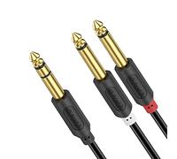 J&D Câble Jack 6,35mm Stéréo vers 2x 6,35 TS Mono Y Splitter pour Haut-parleurs, Amplificateurs, Table de Mixage, Cinéma Maison, Câble d’Insertion Audio Série Audiowave, 4,5 Mètre