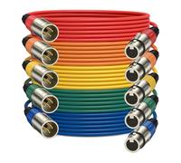 J&D Câble Micro XLR, Câbles Micro Balancés XLR Mâle à Femelle Colorés, Câbles de Haut-Parleur Plaqués Or pour Mixeur, Amplificateurs, Enregistrement, Pack de 5, 1,83 m