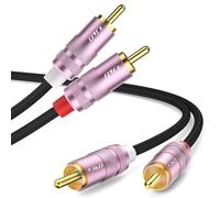 J&D Câble RCA 2 M/M, Câble Audio RCA Tressé en Nylon, Câble Stéréo 2 RCA Mâle à Mâle, Connecteur RCA Plaqué Or pour Enceinte, TV, Amplificateur, Mixeur Audio, 0.91 m