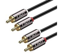 J&D Câble RCA Audio 6 m, Câble Audio Stéréo Plaqué Or de 2 Cinch Mâle à 2 Cinch Mâle, Compatible avec Systèmes Stéréo, Amplificateurs, Enceintes, Home Cinéma et Systèmes HiFi