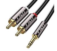 J&D Câble RCA Jack Audio, Câble Adaptateur Audio Stéréo Plaqué Or de 3.5mm Mâle à 2 RCA Mâle, 0.9m