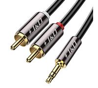 J&D Câble RCA Jack Audio, Câble Adaptateur Audio Stéréo Plaqué Or de 3.5mm Mâle à 2 RCA Mâle, 1.8m