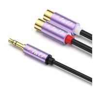 J&D Câble RCA Jack Audio Stéréo 3.5mm, 3.5mm Mâle à 2 RCA Femelles Cordon Compatible avec TV PC Smartphone Ampli Chaîne HiFi Barre de Son Home Cinéma Enceinte, 30 CM