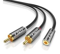 J&D Câble RCA Jack, Câble Adaptateur Cinch Audio Stéréo Plaqué Or de 3.5mm Femelle à 2 RCA Mâle Compatible avec HiFi Barre de Son Home Cinéma Enceinte, 0.6m