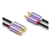 J&D Câble RCA, Plaqué or 2 RCA Mâle/Femelle Câble d'Extension Audio Stéréo, Coque en Alliage d'Aluminium Violet pour Table de Mixage Amplificateur Enceinte, 2.7 M