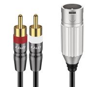 J&D Câble Répartiteur en Y XLR vers 2 RCA, XLR mâle à 2 x adaptateur de prise RCA phono Y Splitter Audio Stéréo Patch Cable Compatible Microphone à Condensateur et Haut-Parleur, 0.9 Mètres