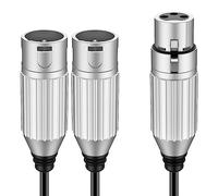 J&D Câble répartiteur XLR 1 femelle vers 2 mâles - Câble de microphone - 3 broches XLR Jack Y - Adaptateur pour mixeur d'enregistrement AMP Limiter haut-parleur - 48 cm