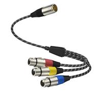 J&D Câble Séparateur XLR, 3 Broches XLR 1 Mâle vers 3 Femelles Plaqué Or, Cordon Microphone Équilibré pour Table de Mixage, AMP, Limiteur, Enceinte, Enregistrement, 0,48 m