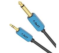 J&D Câble TS 6,35 mm vers TRS 3,5 mm, Câble Audio Auxiliaire Mono 6,35 mm Mâle vers 3,5 mm Mâle Plaqué Or Haute Résistance, pour Téléphone, Ordinateur Portable, MP3, Haut-Parleur, Table de Mixage, 3 m