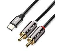 J&D Câble USB C vers RCA Audio, Convertisseur Audio Stéréo Câble Y USB Type-C Mâle vers 2 RCA Mâle pour Tablette Ordinateur Portable, Compatible avec Pixel 10/9/8, Compatible avec iPhone 16/17, 2m