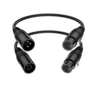 J&D Câble XLR, XLR 3 Broches vers 5 Broches, Femelle vers Mâle et Mâle vers Femelle Câble Audio, Câbles d’Éclairage DMX, Paquet de 2, 30 cm