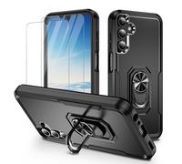 J&D Coque Compatible pour Samsung Galaxy A15 5G Coque, Robuste Militaire Qualité Étui de Protection avec 2 Protecteurs d'Écran et Rotatif à 360 Degrés Béquille Anneau Aimant Magnétique Boîtier