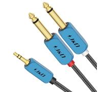 J&D Diviseur de Câble Y 3,5 mm vers Double 6,35 mm, Câble TRS Mâle vers Double TS Mâle pour Amplificateurs/Enregistreurs Audio, avec Tresse en Nylon et Coque en Alliage d'Aluminium Plaqué or, 0.45 M