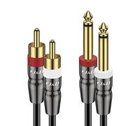 J&D Double 1/4 Pouce TS à Double RCA Câble, Adaptateur Heavy Duty 1/4 Mâle à RCA Mâle D'interconnexion Audio Stéréo Câble D'un quart de Pouce, 6 Meter