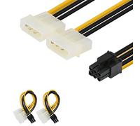 J&D Lot de 2 Adaptateurs de Câble d’Alimentation à 6 Broches PCIe vers 2 x 4 Broches Molex LP4-15cm 2 Pack
