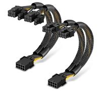 J&D Lot de 2 Câbles Adaptateurs PCIe 8 Broches Vers Double 8 Broches (6+2), 9 Pouces, avec Gaine Thermorétractable, Câbles PSU pour GPU, Câble PCIe 8 Broches Femelle Vers Mâle