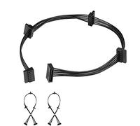 J&D Lot de 2 Câbles Splitter d'Alimentation SATA 15 Broches vers 4 SATA, Rallonge Femelle vers Mâle, 50,8 cm, pour Disque Dur HDD SSD et Lecteur Optique