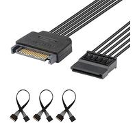 J&D Lot de 2 Rallonge de câble d'alimentation SATA 15 broches, câble mâle vers femelle, 25 cm, noir Lot de 3.