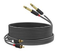 J&D RCA vers Jack 6,35mm Câble 2,7M, RCA Câble Plaqué Or Série Audiowave 2 x 6,35mm (1/4 Pouce) Mâle TS à 2 RCA Mâle PVC Décortiqué Adaptateur Audio stéréo Y Splitter RCA Câble avec Tresse en Nylon